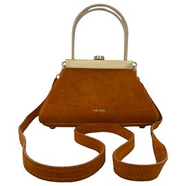 Borsa crossbody da sera Cult Gaia in camoscio ocra marrone