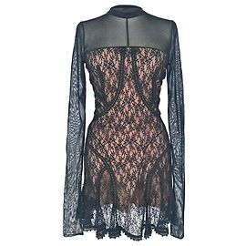 Mini vestido cover-up de encaje Alexander Wang en nailon negro