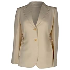 Theory einreihiger Blazer mit seitlicher Bindung aus cremefarbenem Triacetat