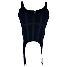 Autre Marque Top Corset Rib Combat Dion Lee in cotone nero
