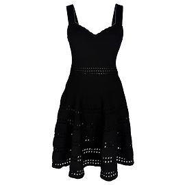 Maje Pointelle A-Linien Mini-Kleid aus schwarzer Viskose