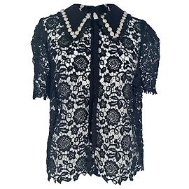 Self portrait Blouse en dentelle guipure Self-Portrait en polyester noir
