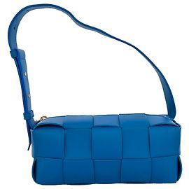  Bottega Veneta Small Brick Cassette Shoulder Bag in Blue Lamb Leather