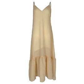 Maje ärmelloses Maxikleid mit V-Ausschnitt aus hellgelbem Polyester