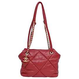 Borsa a tracolla matelassé Chanel Paris-New York in pelle rossa