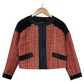 Autre Marque TAE ASHIDA Spitzen-Karo-Jacke ohne Kragen