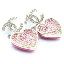 Pendientes colgantes Gold Crystal CC Heart Pendant Season - Chanel
