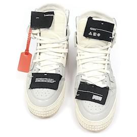 White Grey High Top Sneakers - Off White