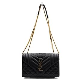 Saint Laurent Borsa a tracolla e crossbody matelassé Monogram con catena dorata e chiusura a busta