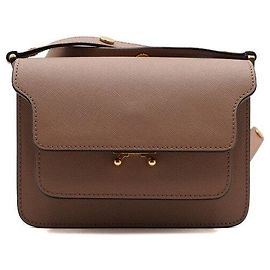 Marni Trunk Saffiano Mini Schultertasche und Crossbody in Sand Brown