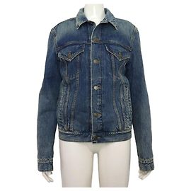 Gucci Chaqueta trucker acolchada de denim lavado azul para mujer