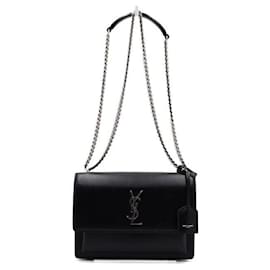 Borsa a tracolla Sunset Monogram Chain Medium in nero - Saint Laurent