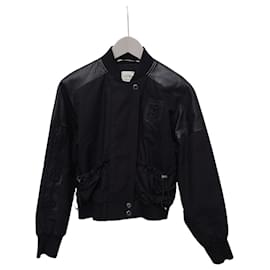 Giacca Bomber Ricamata con Rifiniture in Pelle Nera - Hermès