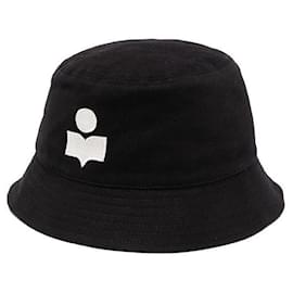Cappello Bucket con Logo Ricamato Black Ecru - Isabel Marant