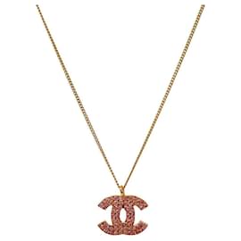 Collana CC in oro e zirconi rosa - Chanel