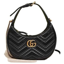 Gucci Mini borsa a spalla GG Marmont a mezzaluna Nera