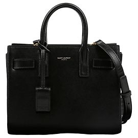 Saint Laurent Borsa Tote Nano in pelle liscia Nera con dettagli dorati