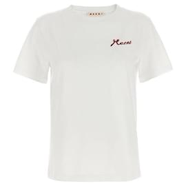 Camiseta de algodón con detalle de logotipo en flock - Marni