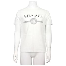Unisex T-Shirt aus Baumwolle in Weiß mit Logo - Versace