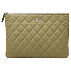 Classic Caviar Olive Medium Clutch - Chanel