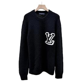 Jersey de cuello redondo de punto intarsia negro - Louis Vuitton