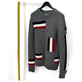 Strickpullover mit langen Ärmeln und schwarzem Logo - Moncler