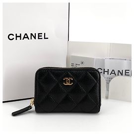 Chanel Caviar Gold Zipper Kartenetui (Chip im Inneren)
