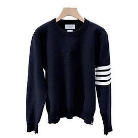 Thom Browne Tricot à rayures diagonales avec accents dorés Navy Size