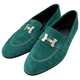 Wildleder-Loafer mit Logo Green - Hermès