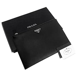 Clutch in Saffiano con logo triangolare - Prada