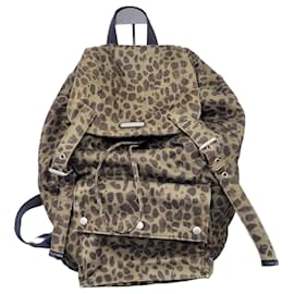 Saint Laurent Noe Khaki Leopard Jacquard Rucksack