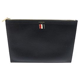 Thom Browne Pochette porte-documents medium en cuir grainé noir