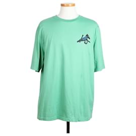 Kurzarm T-Shirt mit Pferdeleder-Patch Mintgrün - Hermès