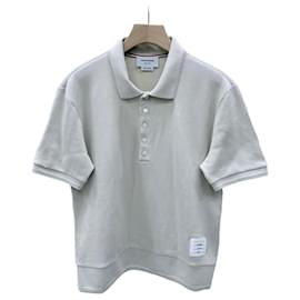 Thom Browne Baumwoll- Polohemd mit kurzen Ärmeln Ivory