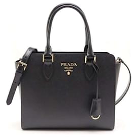 Prada Borsa Tote con manici in pelle Saffiano Nero