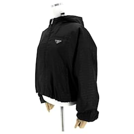 Moncler Prada Re-Nylon Jacquard Cropped Jacke mit Kapuze