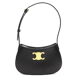 Céline Borsa a tracolla Tilly Medium in vitello lucido nero con dettagli dorati
