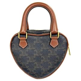 Céline Borsa Heart Triumph Medium Mini Bag Tan Canvas Calfskin