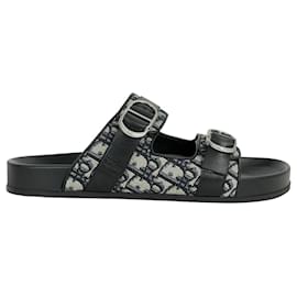 Dior Sandali Slippers Aqua Mai Usati Taglia Oblique Pelle Nera XHDWO