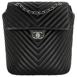 Chanel Zaino Chevron Urban Spirit Silver Black Lambskin Series