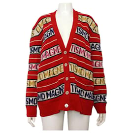 Oversized-Cardigan aus Wolle mit roten Streifen - Gucci