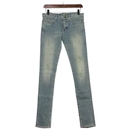 Saint Laurent Vaqueros Skinny de Denim Distressed para Mujer
