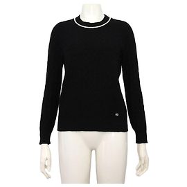 Chanel Maglia a maniche lunghe in cashmere nero da donna