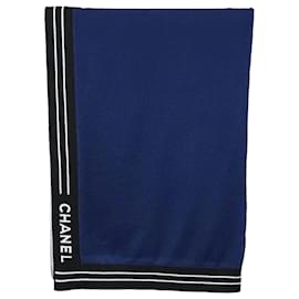 Chanel Sciarpa in cashmere con logo Navy