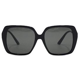 Gucci Occhiali da sole da donna neri rettangolari quadrati con logo GG dorato