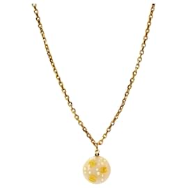 Collana a catena dorata con pendente CC in perle - Chanel
