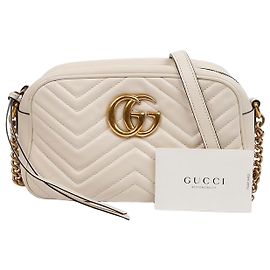 Gucci Borsa a tracolla Small Matelassé in pelle GG Marmont White