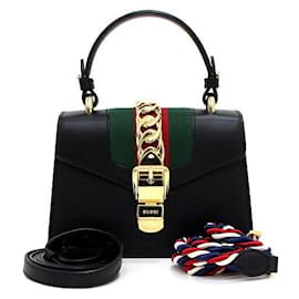Mini borsa a tracolla e crossbody Sylvie in pelle nera - Gucci