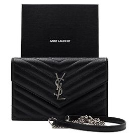 Saint Laurent Borsa a tracolla Monogram Envelope Cassandre WOC Black Gold Chain