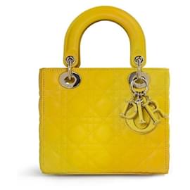 Borsa Lady Tote Strap Small in pelle di agnello gialla, mai usata - Dior